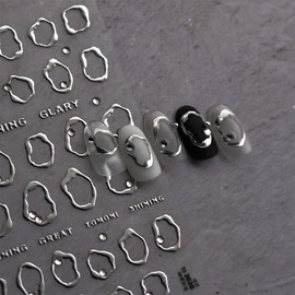 5D Embossed Sliver Nail Stickers Sliver Rhinestone Nails Sticker with Irregularity Design Nail Art Supplies Decals for Women Girls DIY Manicure Decoration 1Sheet