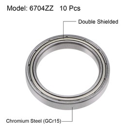sourcing map 10 Pieces Double Shielded Ball Bearing Set Deep Groove Ball Bearing 6704ZZ Z2 20 mm x 27 mm x 4 mm Chrome Steel Ball Bearing Large Skateboard Bearings Skateboard Ball Bearings