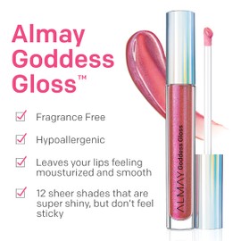 Almay Lip Gloss, Non-Sticky Lip Makeup, Holographic Glitter Finish, Hypoallergenic, 700 Flame, 0.9 Oz