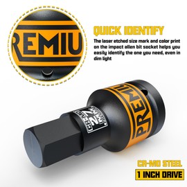 Aiourx 1 Inch Drive H27 (27 mm) Hex Impact Socket, Metric Allen Bit Socket, Cr-Mo Steel, for Car Maintenance