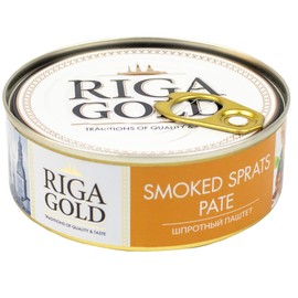 Smoked Sprats Pate "Riga Gold" (8.5 Ounce / 240 Gram) Imported from Latvia (Pack 3)