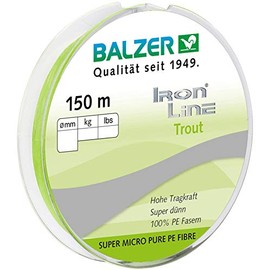 Balzer Ironline Trout 150 m Triple Braided Line for Trout, Colour: Chartreuse, Diameter/Load Capacity: 0.04 mm/2.8 kg
