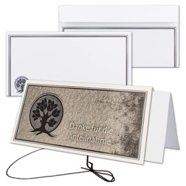 Gustav Neuser 25 x Sympathy Cards with Envelopes Set of Thank You – Tree of Life – Includes High-Quality Box DIN Long Landscape Format – Thank You Cards Sympathy Cards After Funeral – Sympathy Papers
