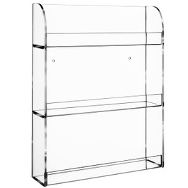 AMT Acrylic Nail Polish Racks for the Wall. CLEAR Nail Polish Display. Essential Oils Organizer. Holds up to 48 Bottles. Plus a Microfiber Cloth for Cleaning Purposes (3 Tier- 48)