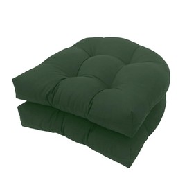 Pack of 2 Outdoor Indoor Tufted Seat Cushions, 18.9" x 18.9" U-Shape Cushions for Wicker Chair Seat,Patio Cushions, Furniture Dinning Chair Pad (Dark green)