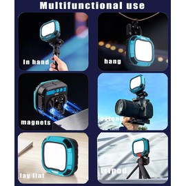 LED Work Light Rechargeable, 2500LM Waterproof Folding Portable Flood Light with Magnetic and14 Light Modes,USB Emergency cob Work Light for Camping Car Repairing Emergency Job Site Lighting (Blue)