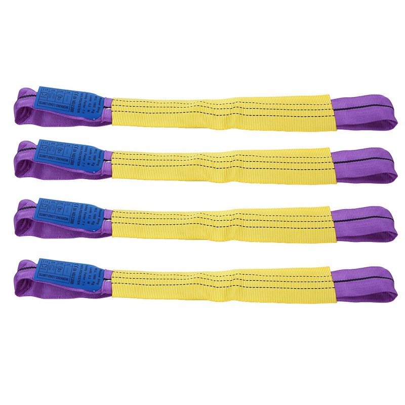 4pcs Recovery Alloy Wheel Securing Link Straps Trailer Transporter Yellow/Purple