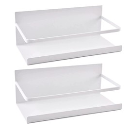 Kovot Magnetic Spice Rack, For Kitchen, Refrigerator, Washing Machine Or Microwave Oven. Organizer Shelf for Spices Jars & Containers -White (2 Pack)