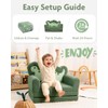 TinyPalsa Kids Couch, Convertible Sofa to Lounger Fold Out, Green