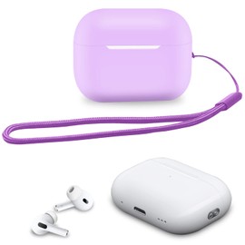 for AirPods Pro 2nd Generation case, WAMOY Silicone case Cover with Lanyard is Compatible with airpod pro2 case 2022 (Purple)