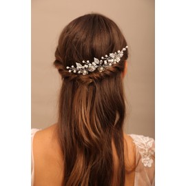 YERTTER Wedding Hair Pins 3Pcs Hair Pins Leaf Floral Flowers Crystal Decorative Pin Clip Women Bun Bridal Accessories for Brides and Bridesmaids (Silver)