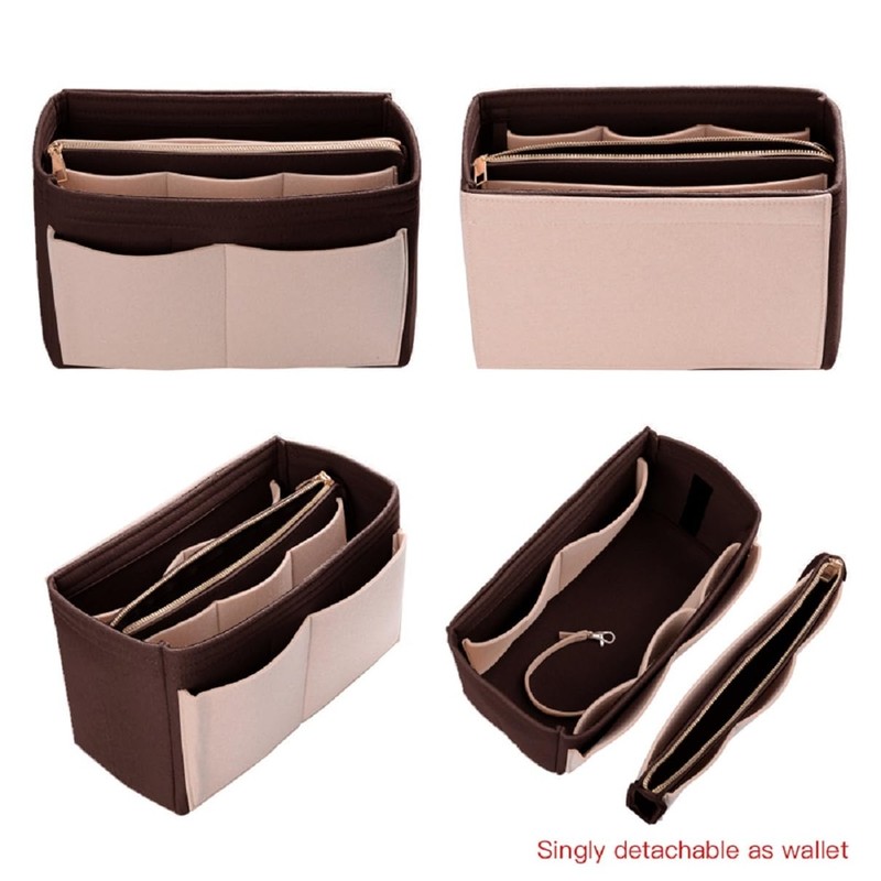 ZTUJO Purse Organizer Insert, Felt Bag Organizer with Metal Zipper,
