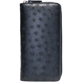 Berkut, High Quality Materials, Ostrich, Moist Soft, Long Wallet, Round Zipper, Suitable for Men and Women, Black