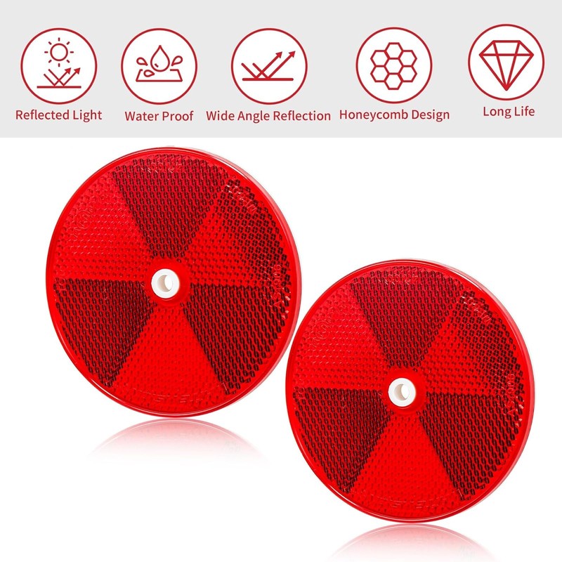 NCZCDZSW Round Rear Reflector Pack of 12 60 mm Cat