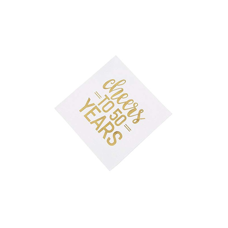 Metallic Gold Foil-Stamped 50th Anniversary Luncheon Napkins (16cm) Pack of