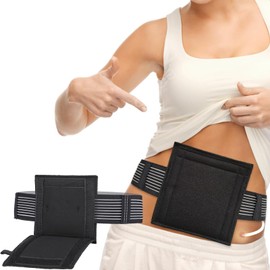 [2 Pack] Feeding Tube Belt, PEG Tube Holder G-Tube Abdominal Belt Breathable Black with Slit for G Tube J Tube PEG Tube Supplies, No More Taping The Tube