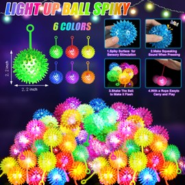 SHQDD 28 PCS Bouncy Light Up Ball for Kids, Flashing Squeaky Sensory Puffer Toys, Balls for Toddlers 1-3, Light Up Toys, Sensory Balls, Glow in The Dark for Party Favors Gifts, for Adults, Children