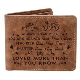 THTCSQ To My Dad Leather Wallet Always Remember You’re Braver Than You Believe Leather Wallet Birthday Christmas Gift Father's Day Gifts for Dad (always remember dad)