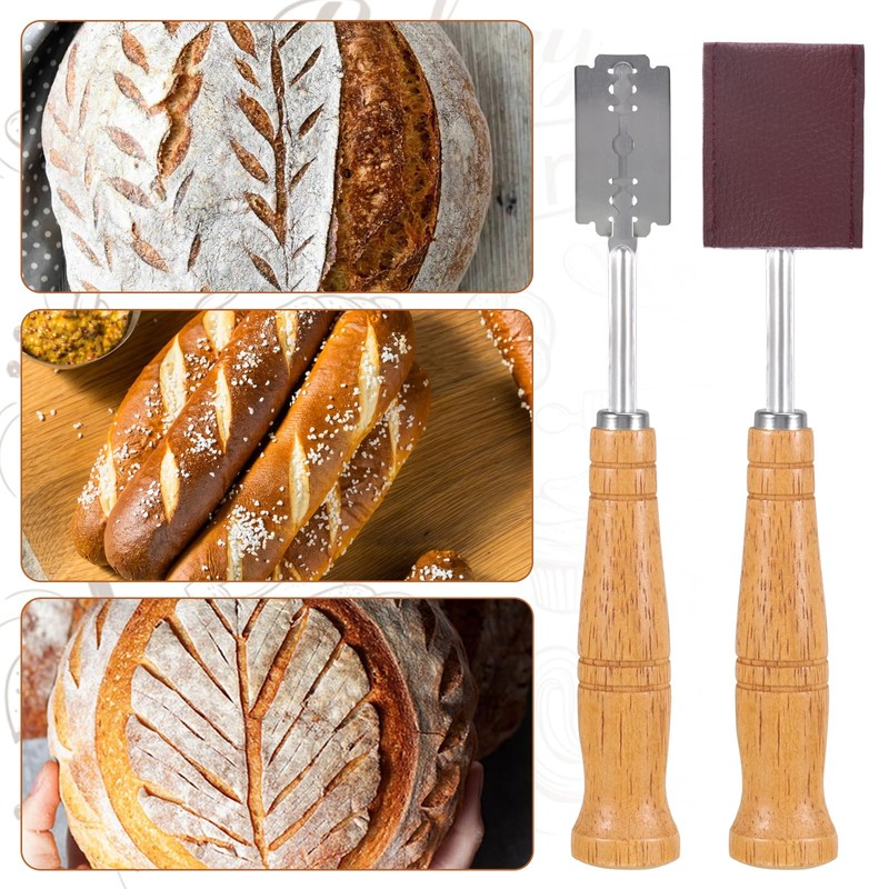 wlertcop 2-Piece Kitchen Baker Lame Bread Slicer Tool with 10
