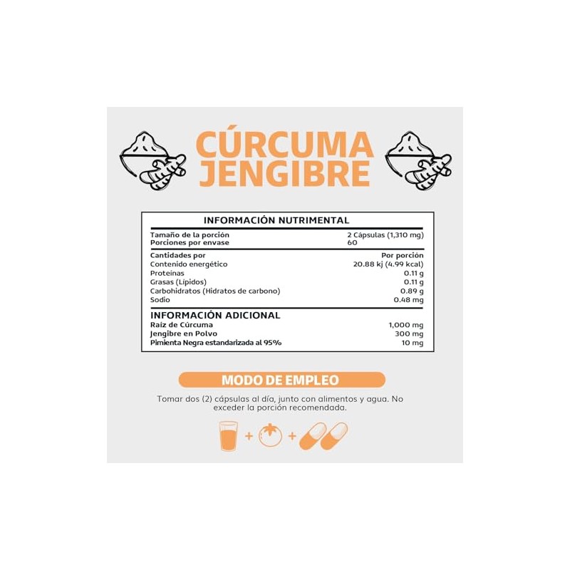 Beyond Vitamins | Cúrcuma + Jengibre potenciado con Pimienta Negra