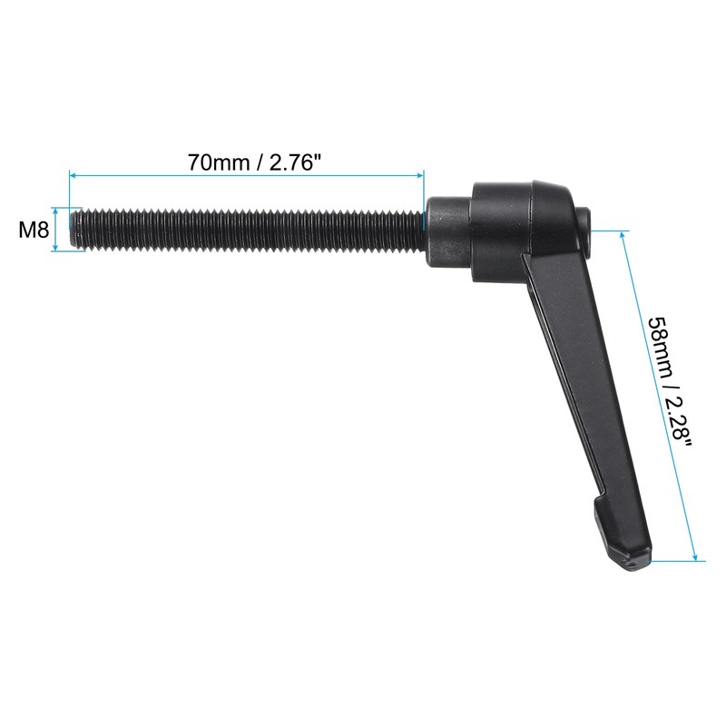 sourcing map M8 x 70mm Handle Adjustable Clamping Lever Thread