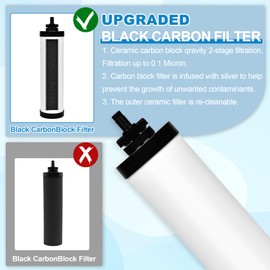 YKMGON 2 PCS 7 inch ceramic water filter Candle,7'' water filter replacement filters with Activated Carbon for Countertop Gravity Water Filter System,Water Cooler Filtration Systems