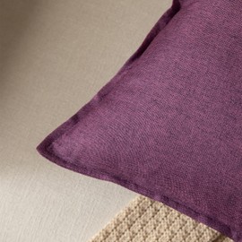 YAERTUN Pack of 2 Decorative Linen Soild Cushion Covers Farmhouse Neutral Throw Pillow Cases for Chair Couch Sofa Bedroom Living Room Home Decor 22 x 22 Inch 55x55 cm Purple