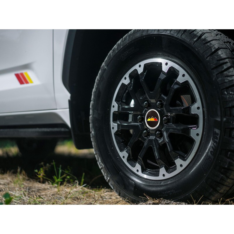 4 PCS Black Wheel Center Caps 3-5/16 Inch Tri-Color Hub