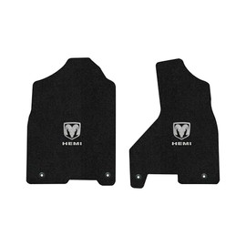 Lloyd Mats Custom-Fit Carpeted Floor Mats Premium Luxury Floor Liners for Dodge RAM 2500/3500 2019-2023 LogoMat 2Pc Set Charcoal (with Plastic Door Sill)