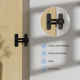 WINSOON Sliding Barn Door Lock 90 Degree Flip, Barn Door Latch with 360°Rotation, Protects Privacy, Barn Door Locks and Latches Ideal for Bathroom, Garden, Window - Black