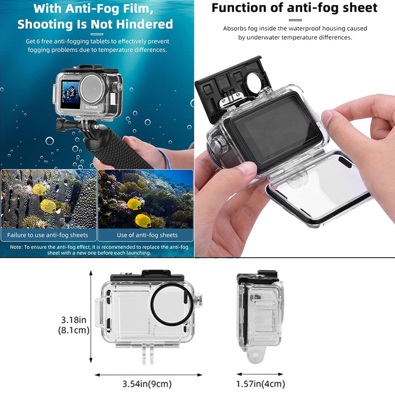 60M Waterproof Case Compatible with DJI OSMO Action 3/4 Outdoor