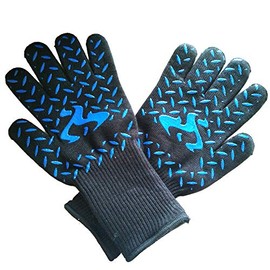SUPERTOOL BBQ Gloves, Heat Resistant Oven Gloves, BBQ Gloves, Heat Resistant up to 800°C / 172°F with EN407 Certified for BBQ, Grill, Cooking, Welding (Blue Flame, Single)