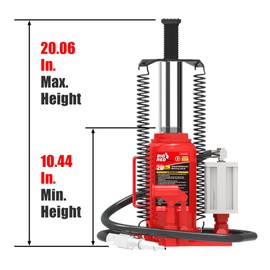 BIG RED TA92006 Torin Pneumatic Air Hydraulic Bottle Jack with Manual Hand Pump, 20 Ton (40,000 lb) Capacity, Red