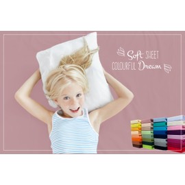 Soft Dream Fitted Sheet 100% Cotton Jersey Bed Sheet - Fitted Sheet with Additional Length of Approx. 25 cm - Fitted Sheet 80 x 200 cm