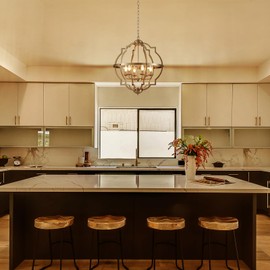 Majhoiw 21.7" Modern Brushed Nickel Chandelier Large Farmhouse 6-Light Rustic Pendant Lighting Fixtures for Dining Room Living Room Bedroom Kitchen Island Home Office