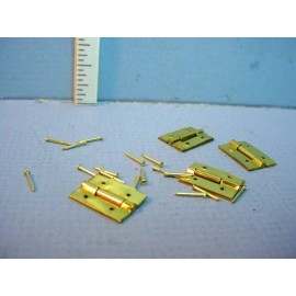 Miniature Butt Hinges (4) wi Nails Brass 1/12 Sc