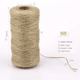 Jute Twine String Garden Rope: YZSFIRM 1.5mm 656 Feet Natural Crafts Twine - 2 Roll Brown Plants Thin Hemp Twine