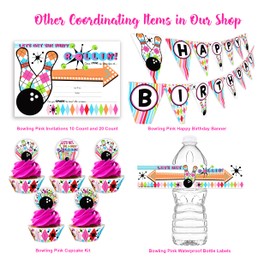 Bowling Pink Happy Birthday Banner Pennant