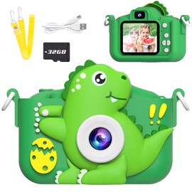 MindPal Selfie Kids Camera,Dinosaur Christmas Birthday Gifts for Kids, 1080P HD Digital Video Camera with 32 GB SD Card for Toddlers, Practical Children Toys for 3 4 5 6 7 8 9 Years Old Boys Girls