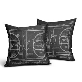 Basketball Pillow Covers 18x18 Inch Basketball Court Plan Sport Theme Decorative Throw Pillow Case Cushion Cover Set of 2 Home Decor for Bedroom Sofa Living Room Couch Chair Outdoor