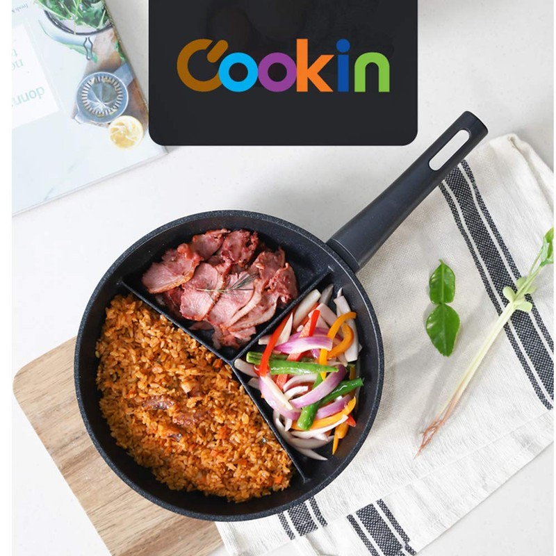 Kitchen Flower Multi 3 Divider Non Stick Coating Frying Pan
