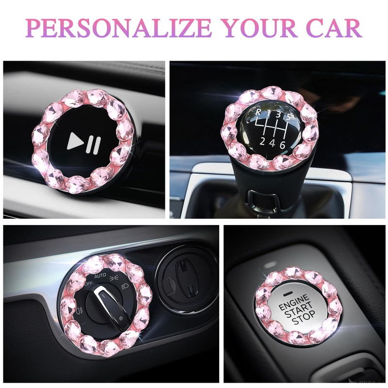 Soleebee 2 PCS Bling Car Engine Start Stop Trim Ring