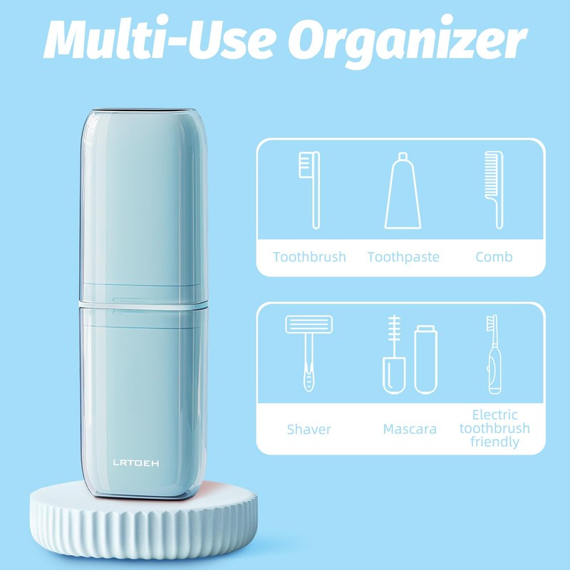 LRTOEH 4-in-1 Toothbrush Travel Cup, Portable Toothbrush Container