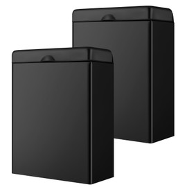 Tioncy Sanitary Napkin Receptacle, Tampon Disposal Bin Wall Mounted Tampon Holder Stainless Steel Sanitary Napkin Disposal Bins for Home Office Public Restrooms Bathroom(Black, 2 Pcs)