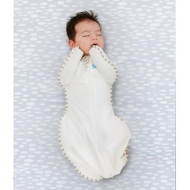 Love To Dream Organic Swaddle, Baby Sleep Sack, Swaddle Up Self-Soothing Swaddles for Newborns, Get Longer Sleep, Snug Fit Helps Calm Startle Reflex, 1.0 Tog Sleep Sack, Medium (6-8.5kg), Cream