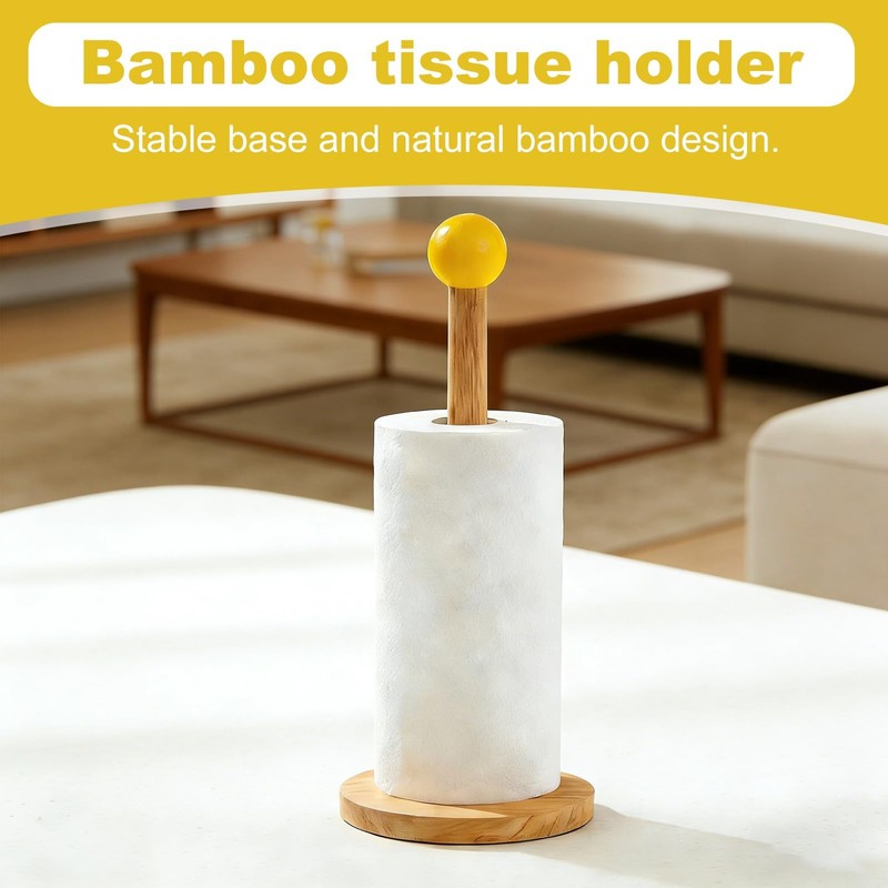 Wooden Kitchen Roll Holder, 2Pcs Wooden Paper Towel Holder, Sturdy