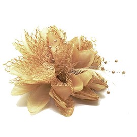 Flower Feather Bead Corsage Hair Clips Fascinator Hairband and Pin (Beige Camel)