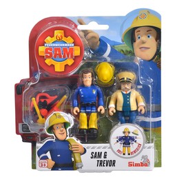 Simba 109251043038 il Pompiere Fireman Sam Set Two Articulated Characters 7.5 cm, with Assorted Accessories, + 3 Years, Multi-Coloured, Piccolo