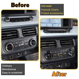 CHEAYAR Air Conditioner Switch Knob Cover Fit for Ford Maverick 2022 2023, AC Climate Control Knob Ring Air Conditioner Switch Cover, Air Conditioner and Volume Knob Cover 5PCS (Black)