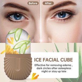Aquuaera Ice Face Roller, Ice Cube Roller for Face，Facial Beauty Ice Roller Skin Care Tools,De-Puff Eye Bags, Reduce Migraine Pain（Brown）